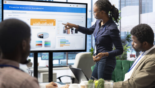 Advisory board members and team leaders gathering to review project outcomes